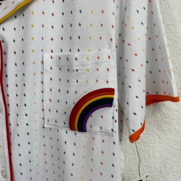ROOM SERVICE PJS Pajamas Rainbow Shirt Pajama Top Jacket - Picture 4 of 7